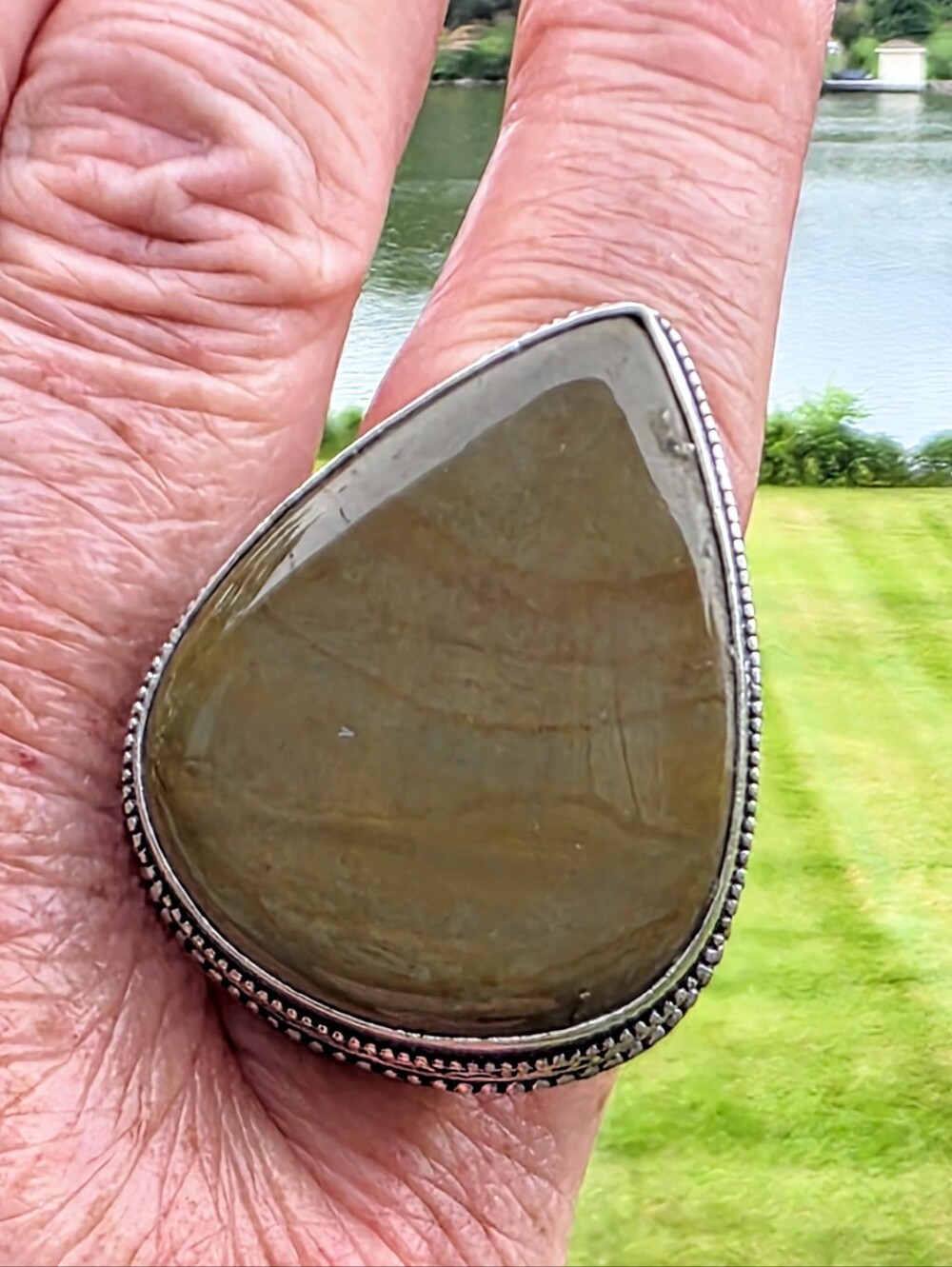 Picasso Jasper Gemstone Ring In 925 Sterling Silver (9.5)